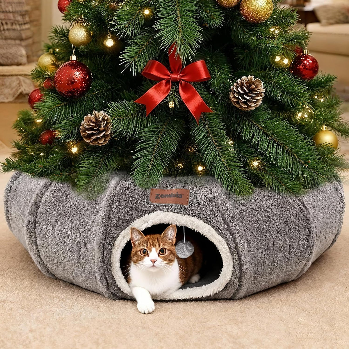 ZOMISA Cama Túnel para Gatos de Interior, Lindo Túnel de Juguete Do...