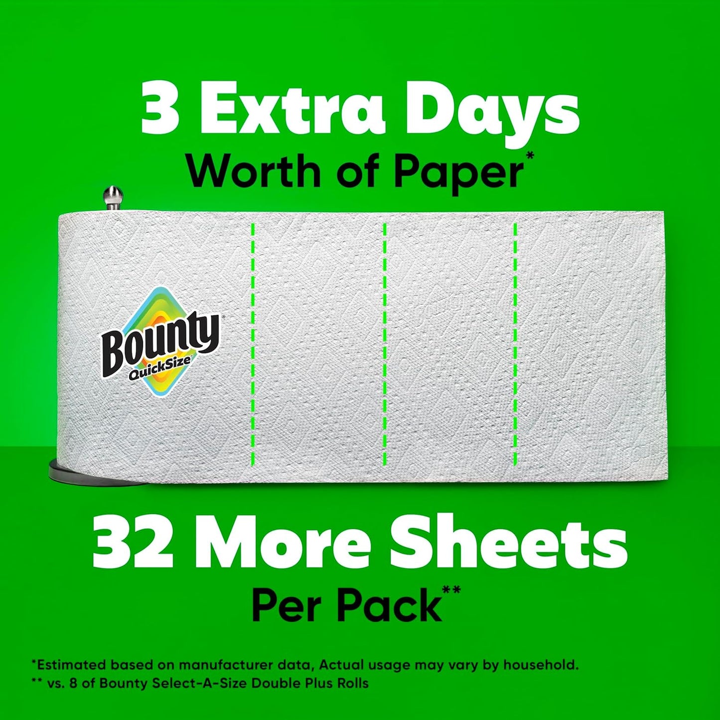 Bounty Toallas de papel de tamaño rápido, color blanco, 8 rollos fa...