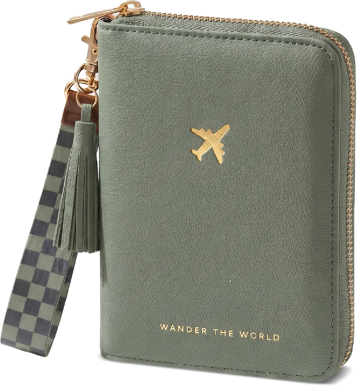Hermoso soporte para pasaporte y cartera de viaje con correa de muñ...