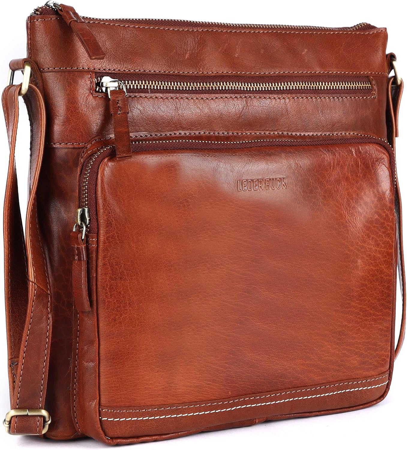 LEDERBUCK Olga - Bolso bandolera extragrande de piel auténtica para...