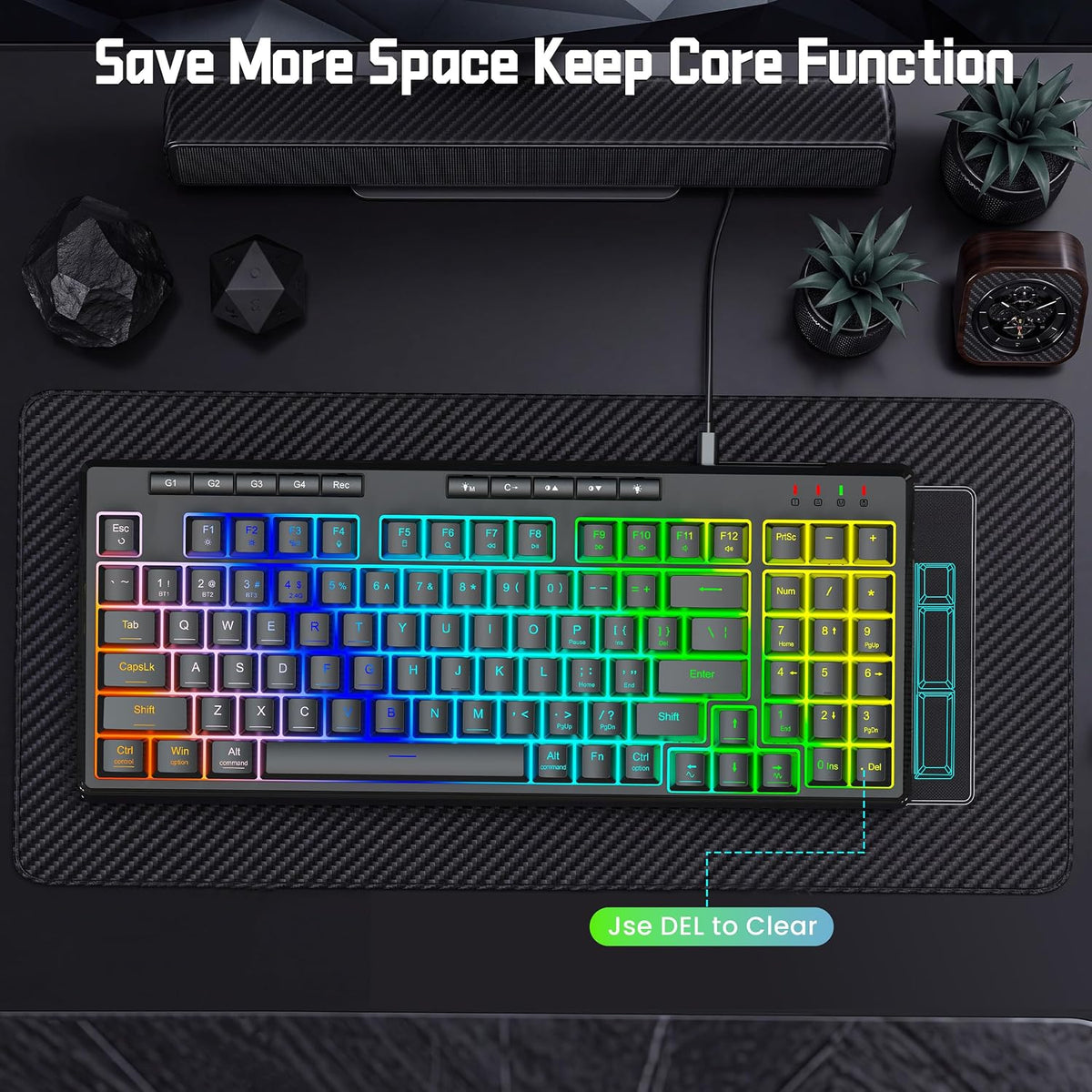 Redragon K517 Pro Teclado para juegos con cable, retroiluminación R...