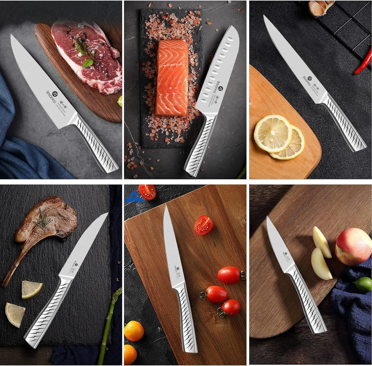 imarku® Juego de cuchillos, juego de 14 piezas para cocina con bloq...