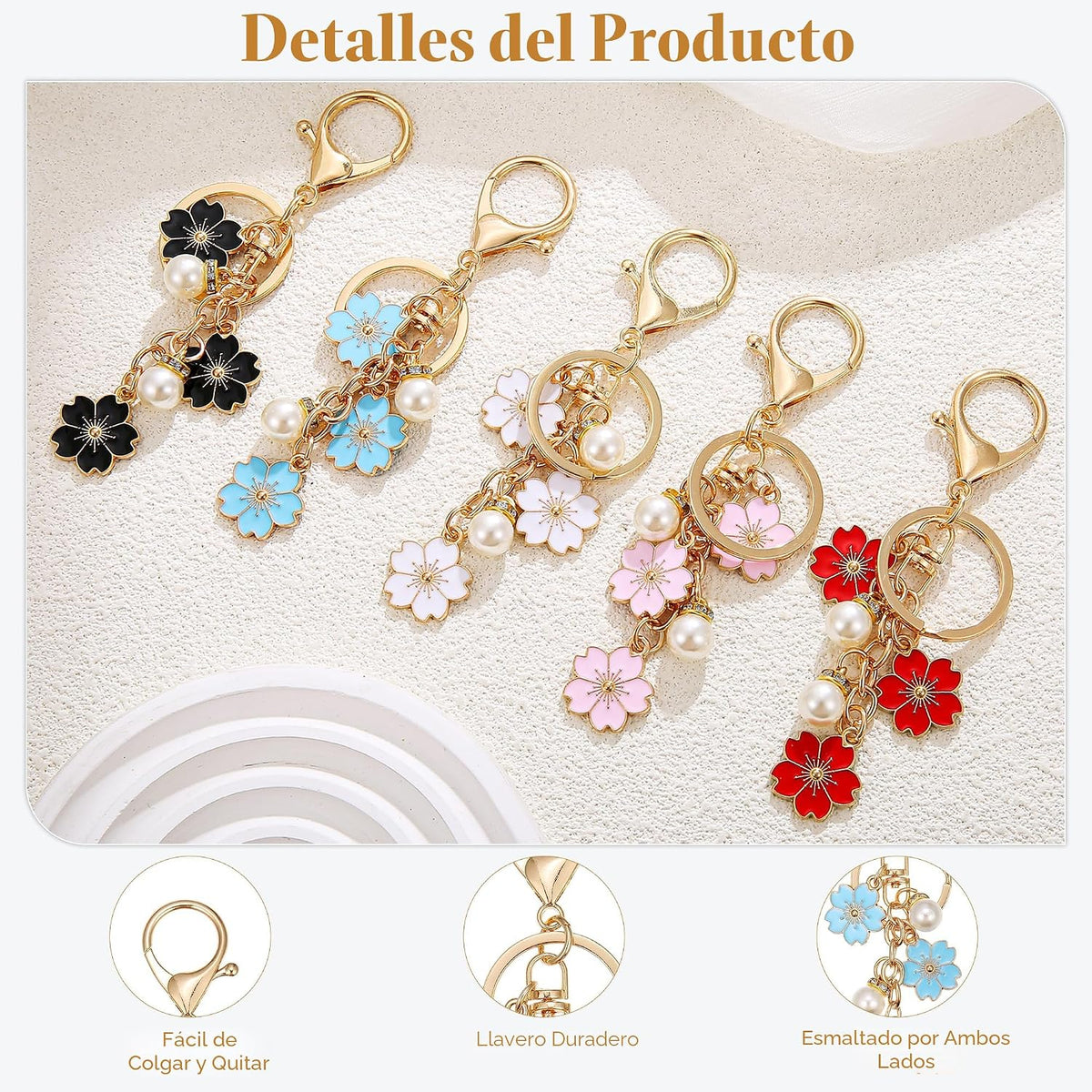 Lcbulu - 5 dijes para bolsos, llaveros para mujer | Llaveros de flo...