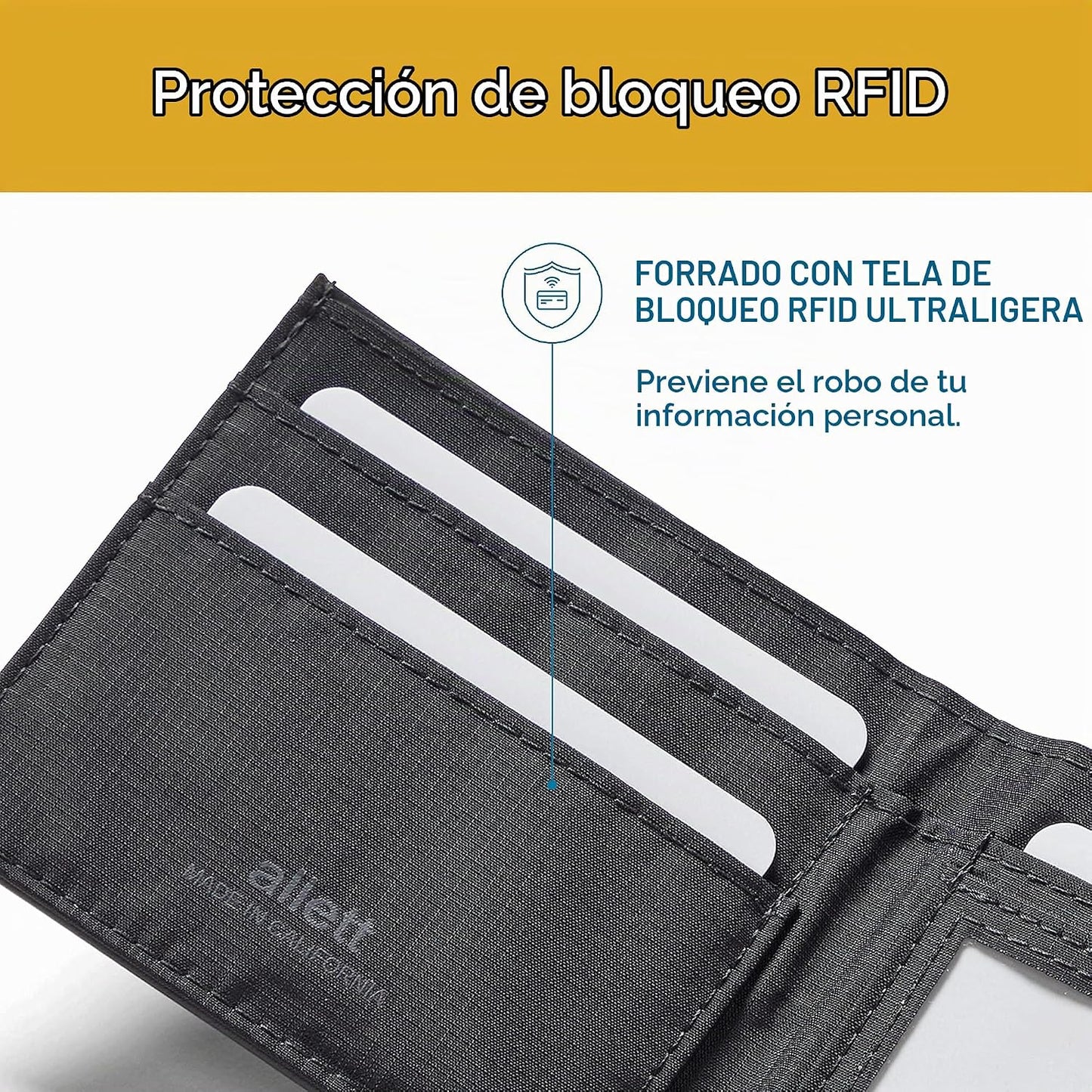 Allett Cartera de Identificación | Cuero, Bloqueo RFID | Cartera Bi...