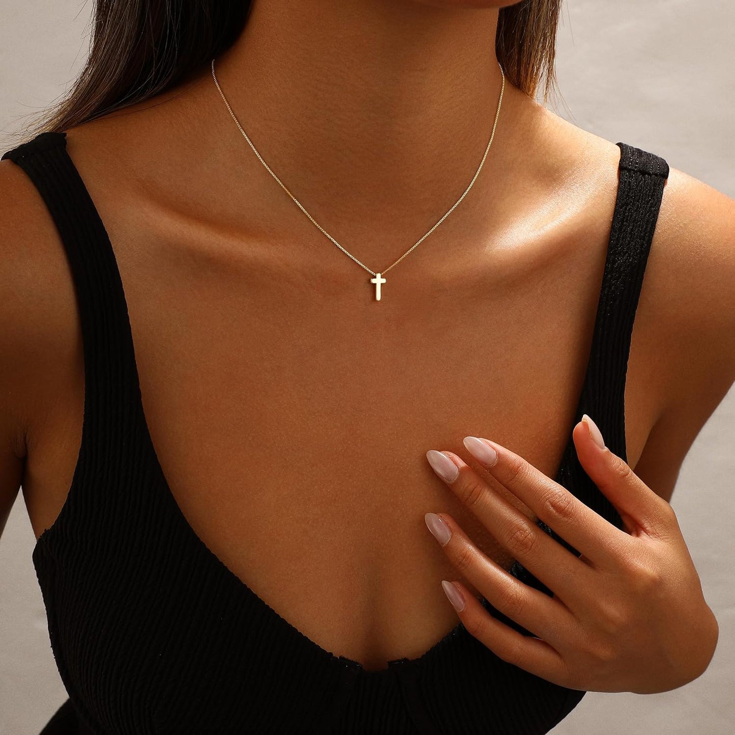 JIKASI Collar de cruz para mujer, chapado en oro o plata de 14 quil...