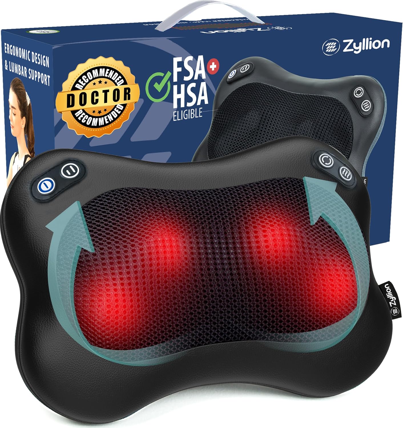 Zyllion ZMA-34RB Masajeador de espalda y cuello con calor para aliv...
