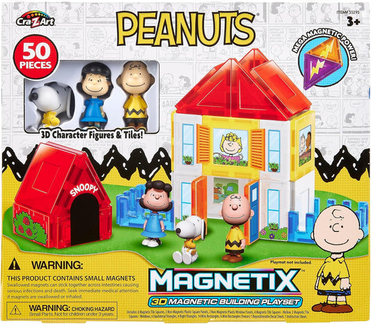 Magnetix 3D Peanuts Charlie Brown and Friends - Juego de azulejos m...