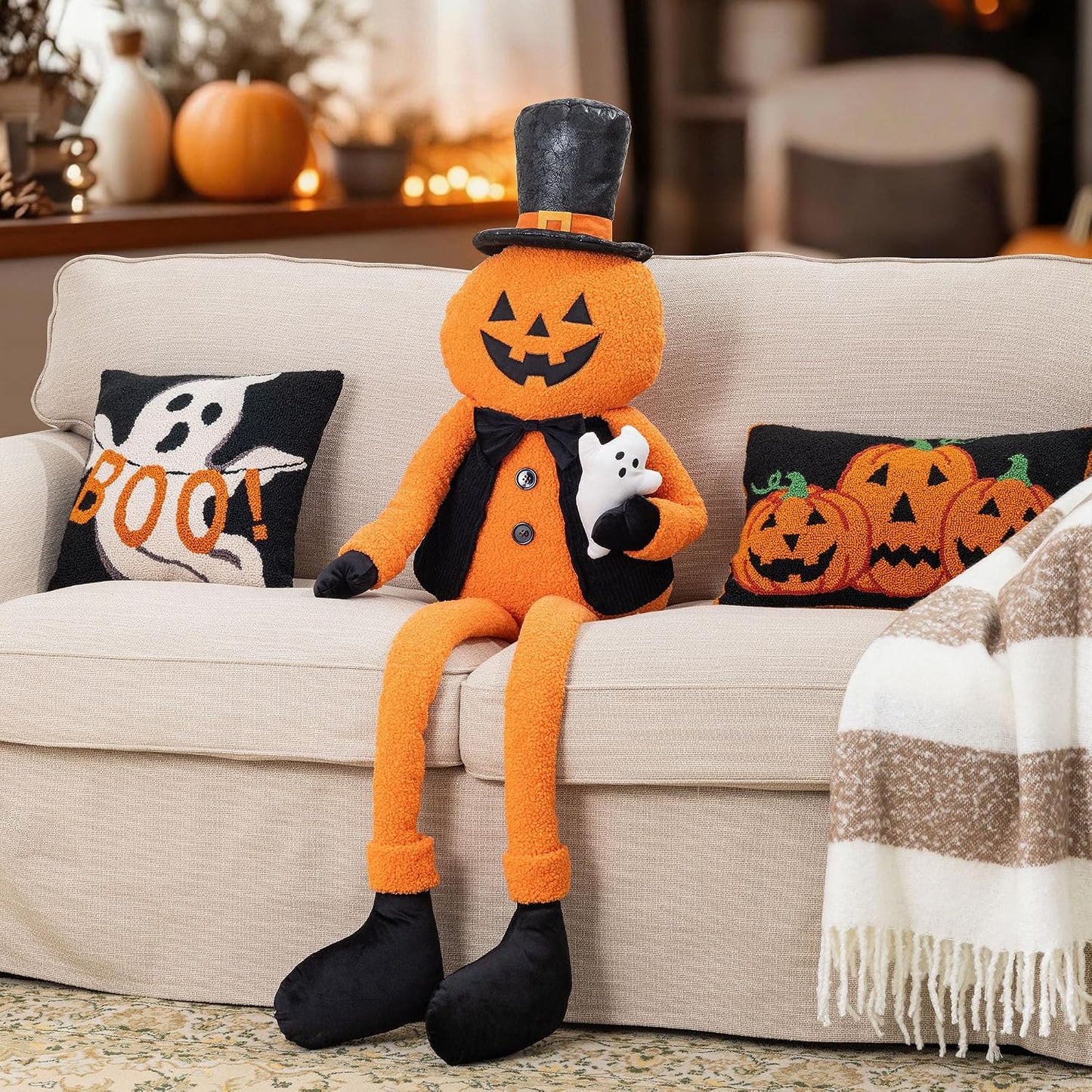 Glitzhome Decoración de Halloween de Jack O Lantern de 59 pulgadas,...