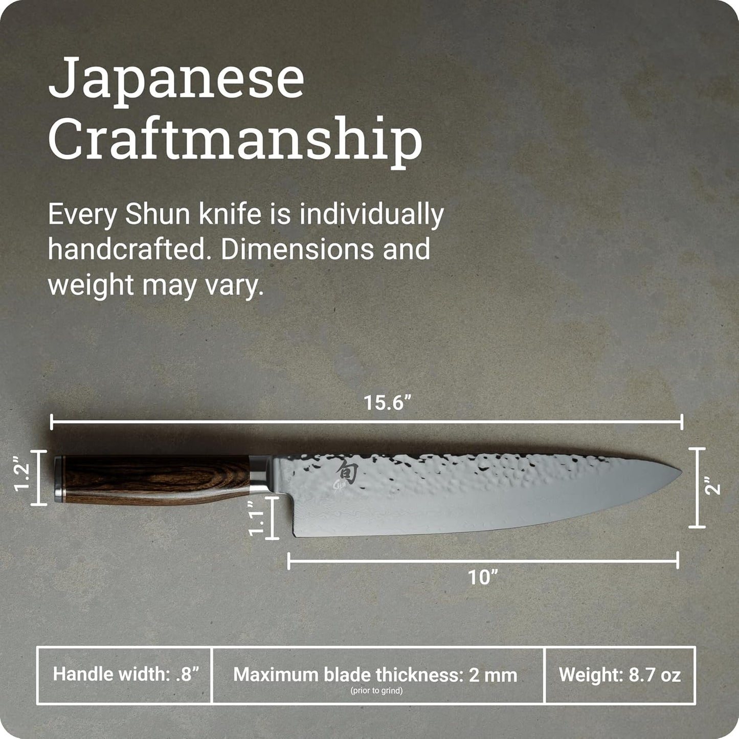 Shun Cutlery Premier - Cuchillo de chef de 10 pulgadas de largo, cu...