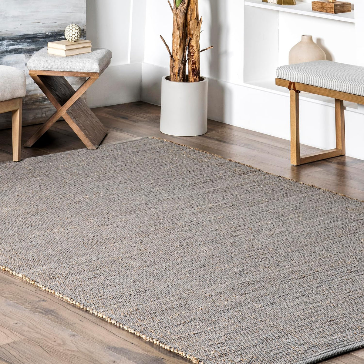 nuLOOM Elfriede, hecha a mano, gris\/marfil, 11'6" x 14'...