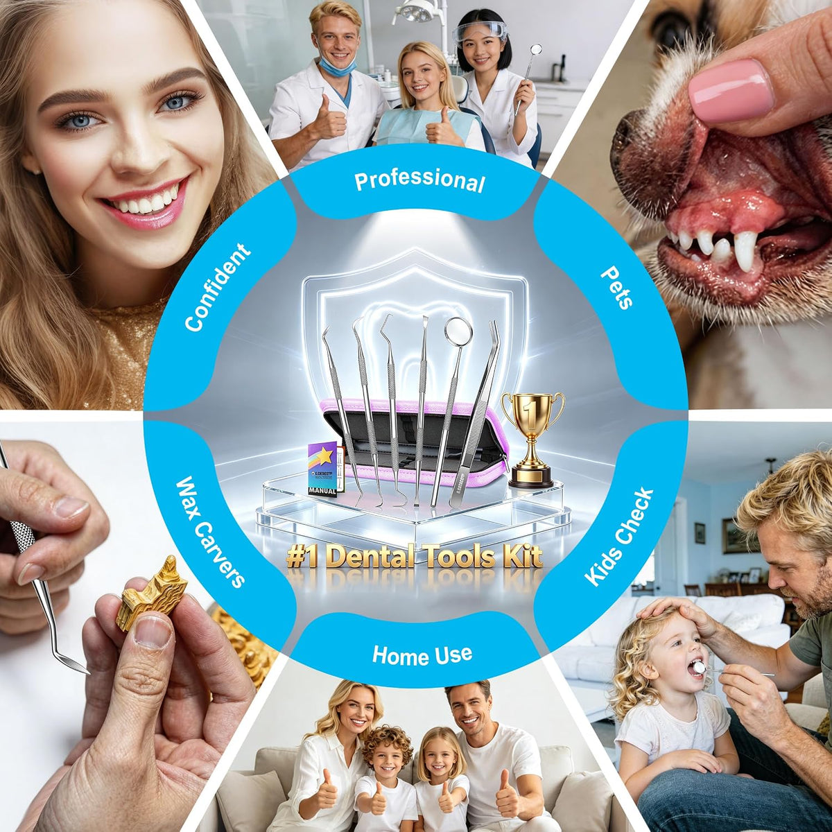 G.CATACC Herramientas dentales, juego de herramientas de higiene pa...