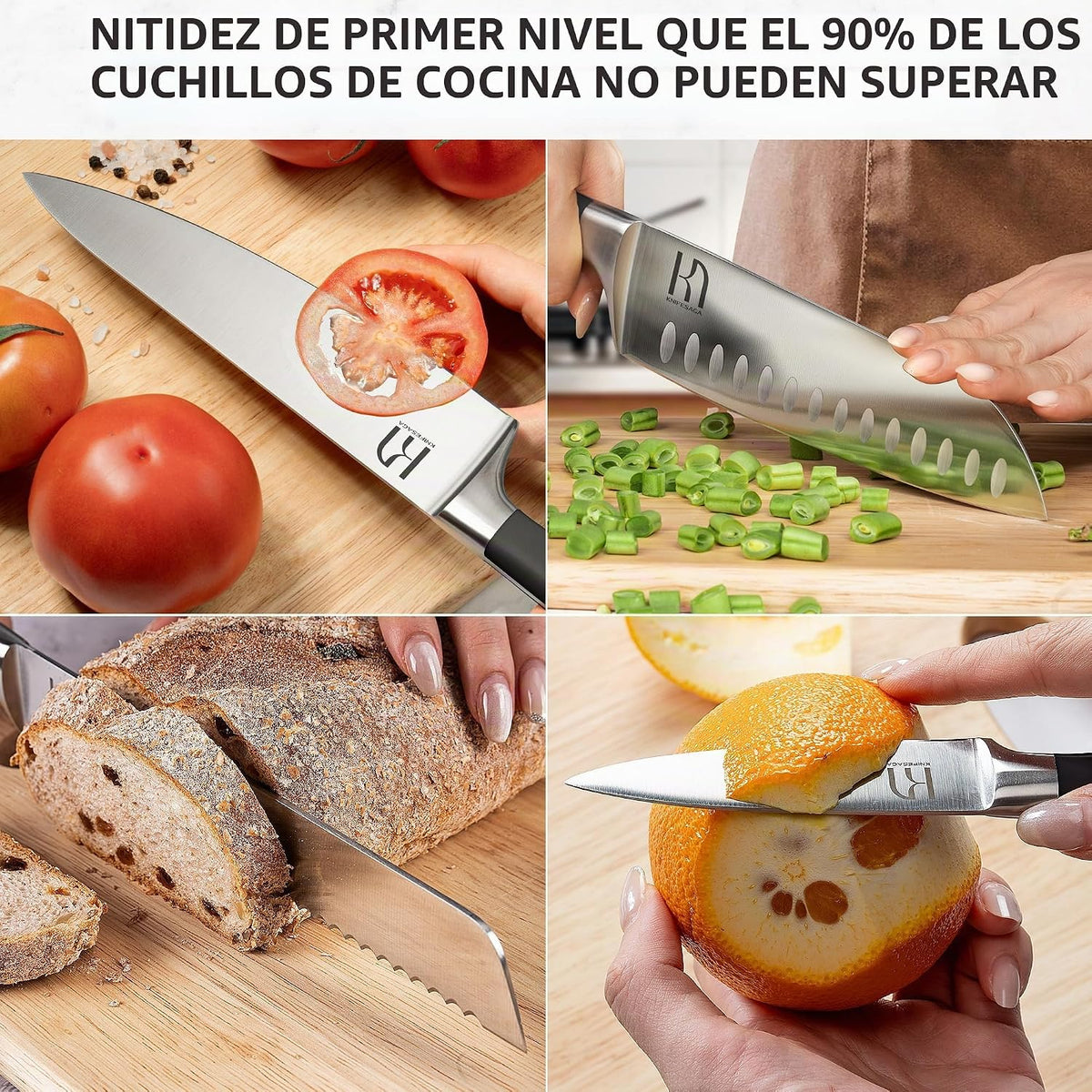 KnifeSaga Juego de cuchillos con bloque, juego de cuchillos de coci...