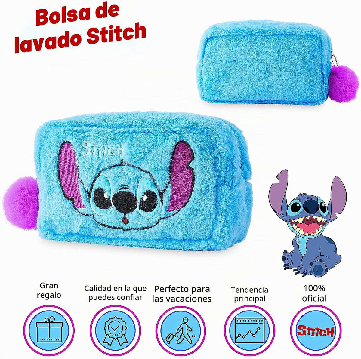 Disney Bolsa de aseo de puntada para mujeres y adolescentes, acceso...