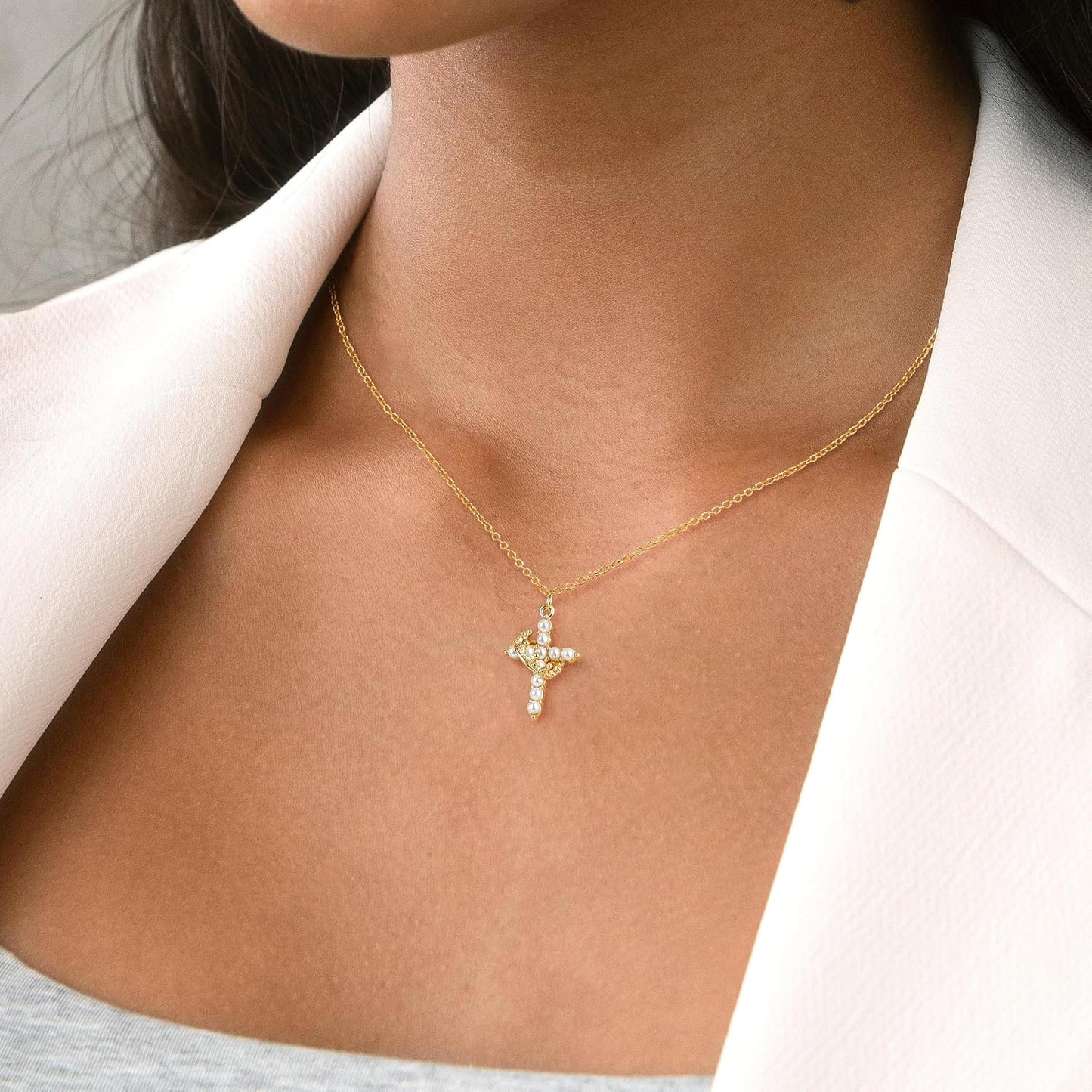 NECOCY Regalos de Pascua, collares mejorados con cruz de corona par...