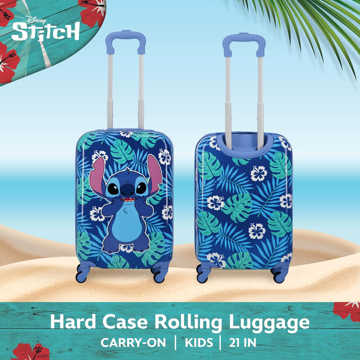 FUL Disney Stitch - Equipaje de mano para niños, 21 pulgadas, color...