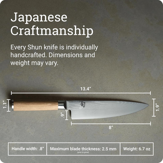 Shun Classic Blonde 8" Cuchillo de chef, cuchillo de cocina jap...