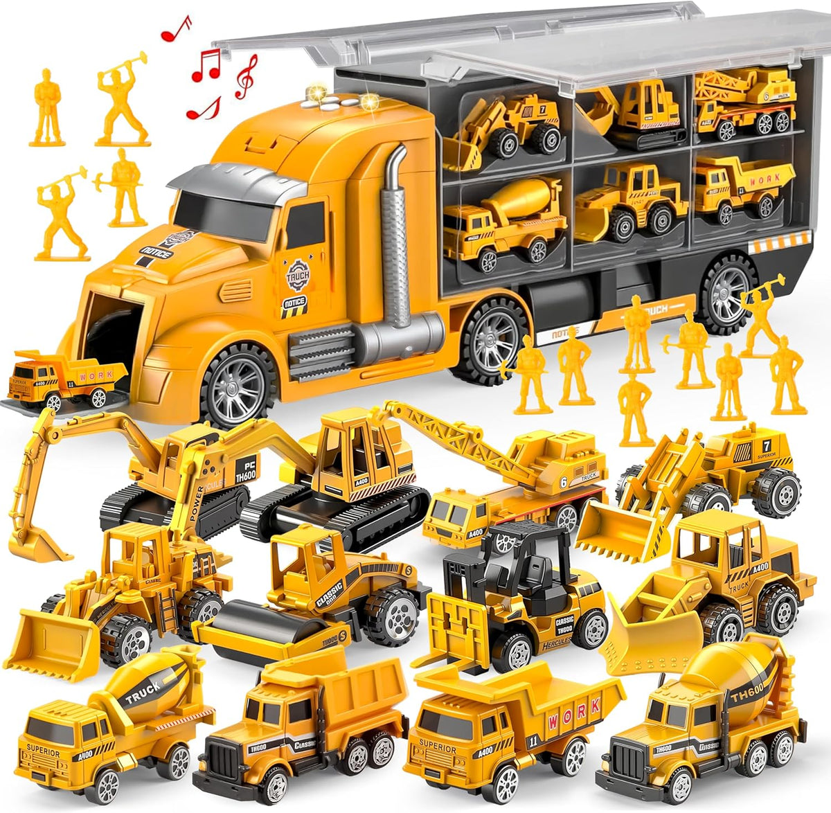 JOYIN Juego de camiones de construcción 25 en 1 con 12 vehículos y...