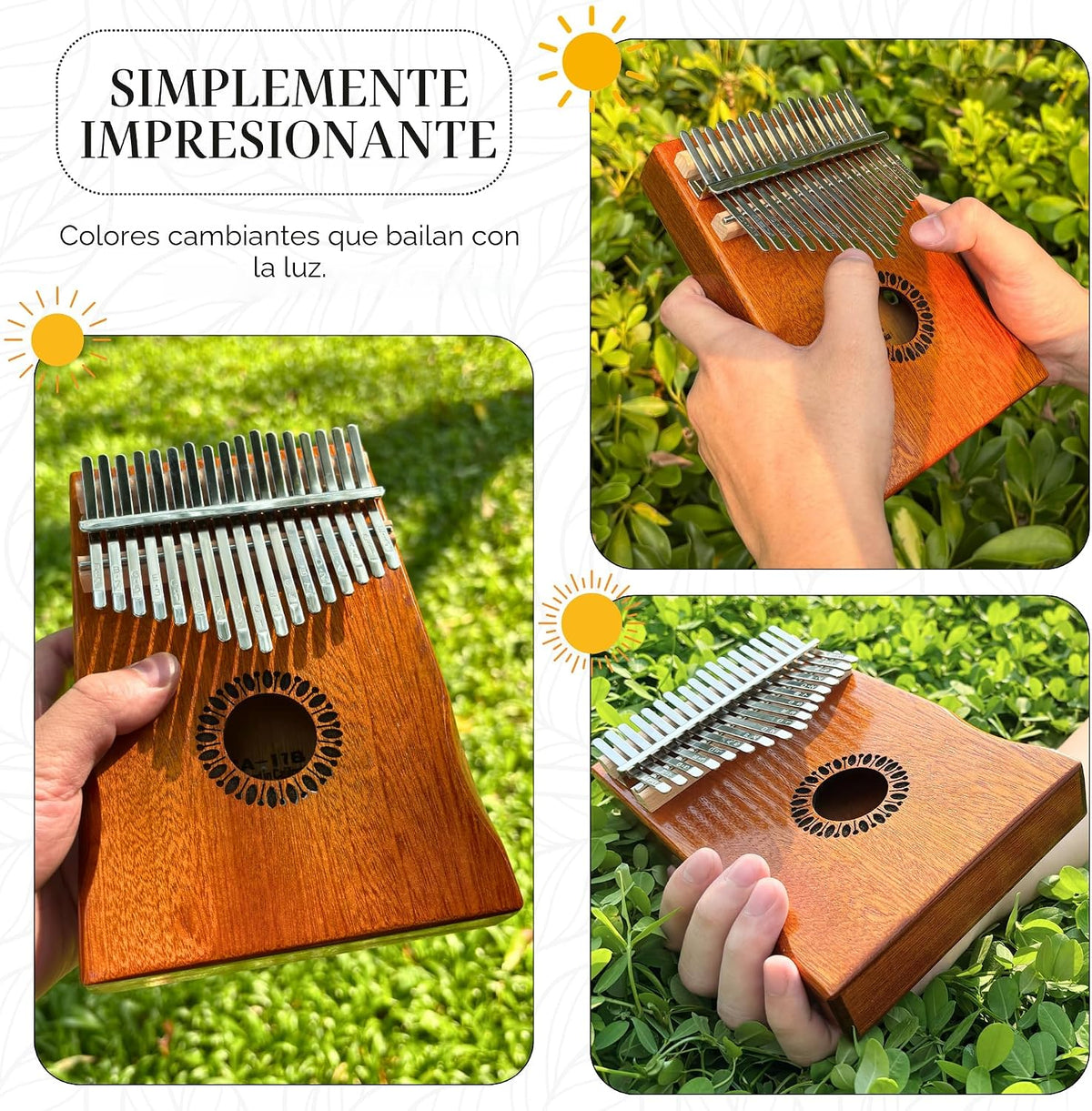Newlam Kalimba - Piano de pulgar de 17 teclas, piano portátil de de...