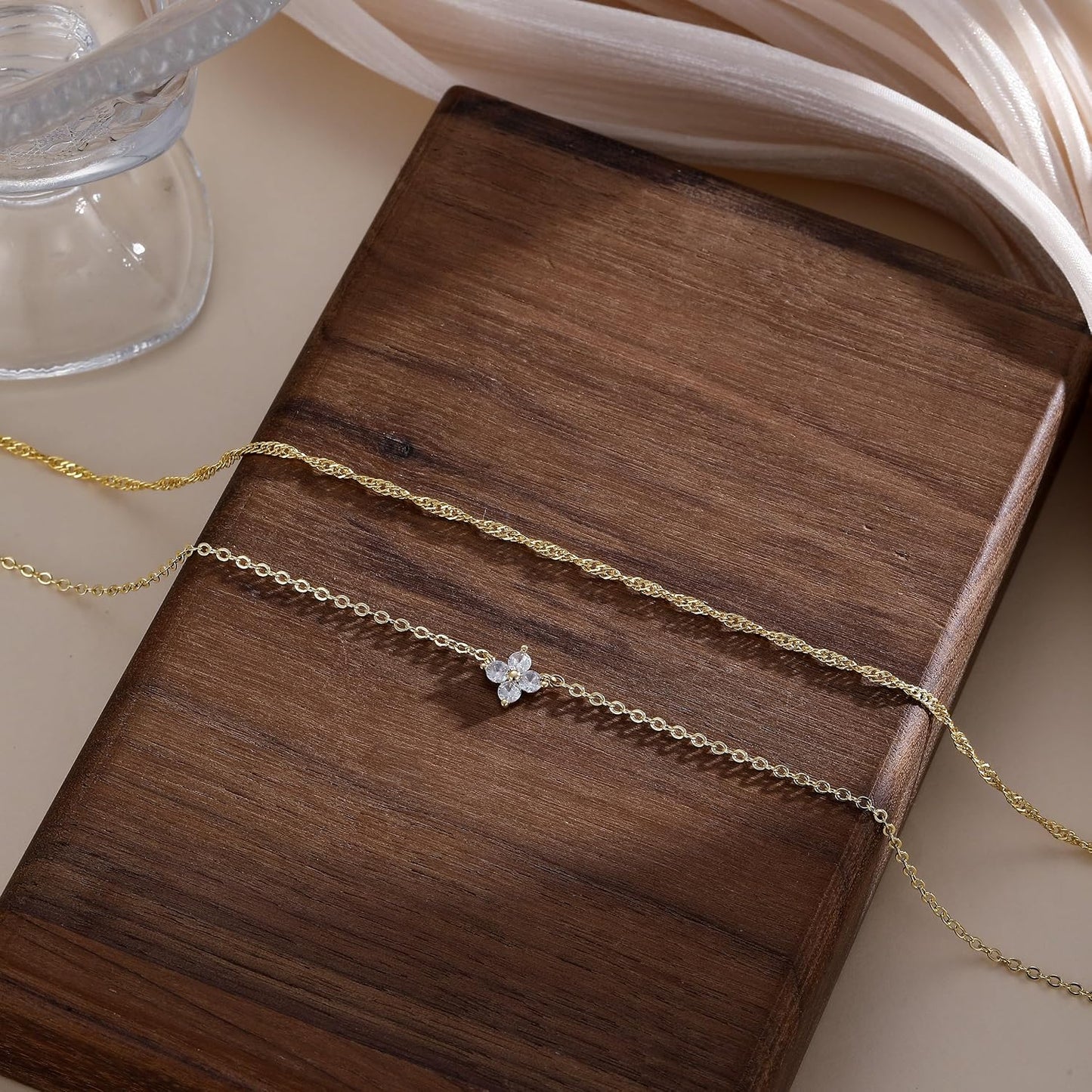 MIDEEO Collares en capas de oro para mujer, chapado en oro de 14 qu...