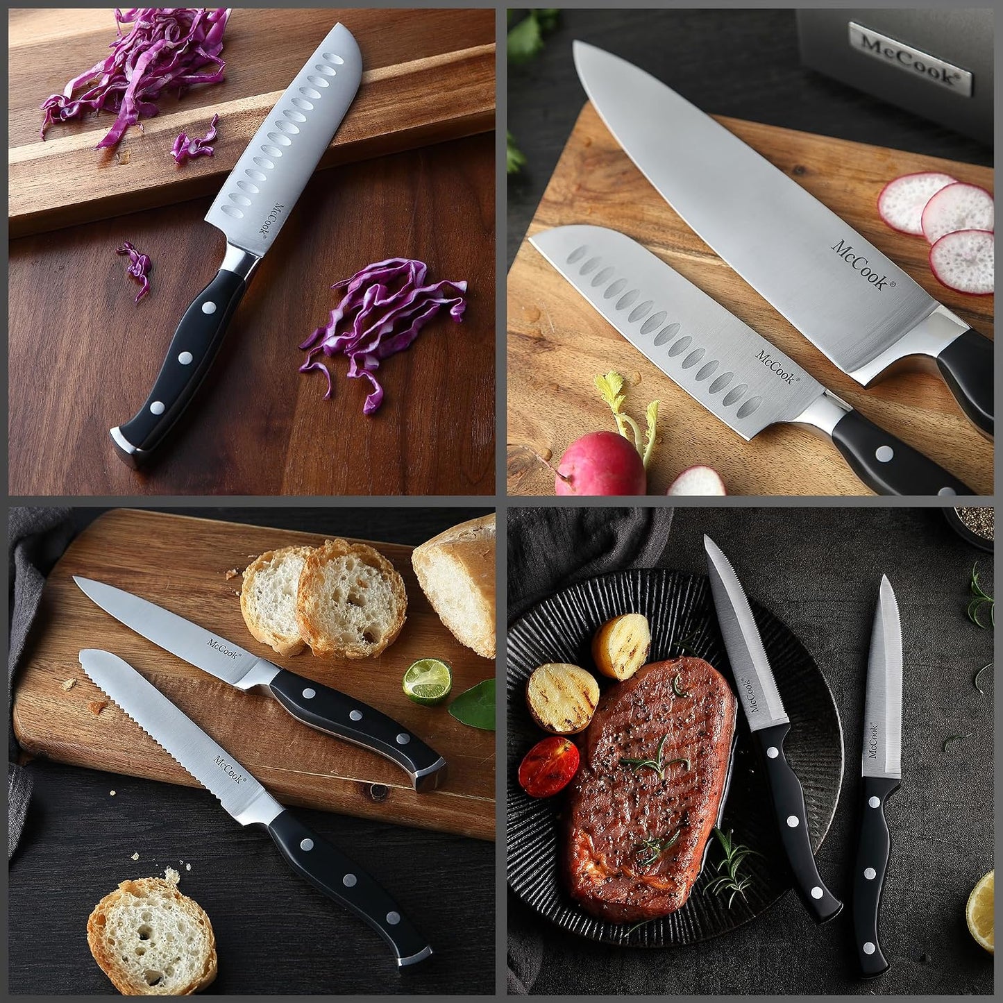 McCook® Juegos de cuchillos, juego de cuchillos de cocina alemán de...