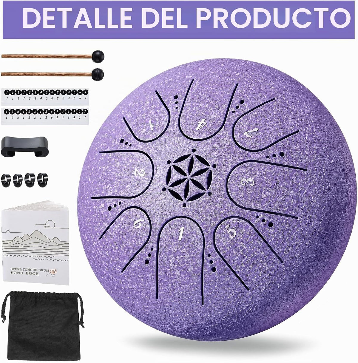 Tambor de lengua de acero 6 pulgadas 8 notas instrumento musical, r...