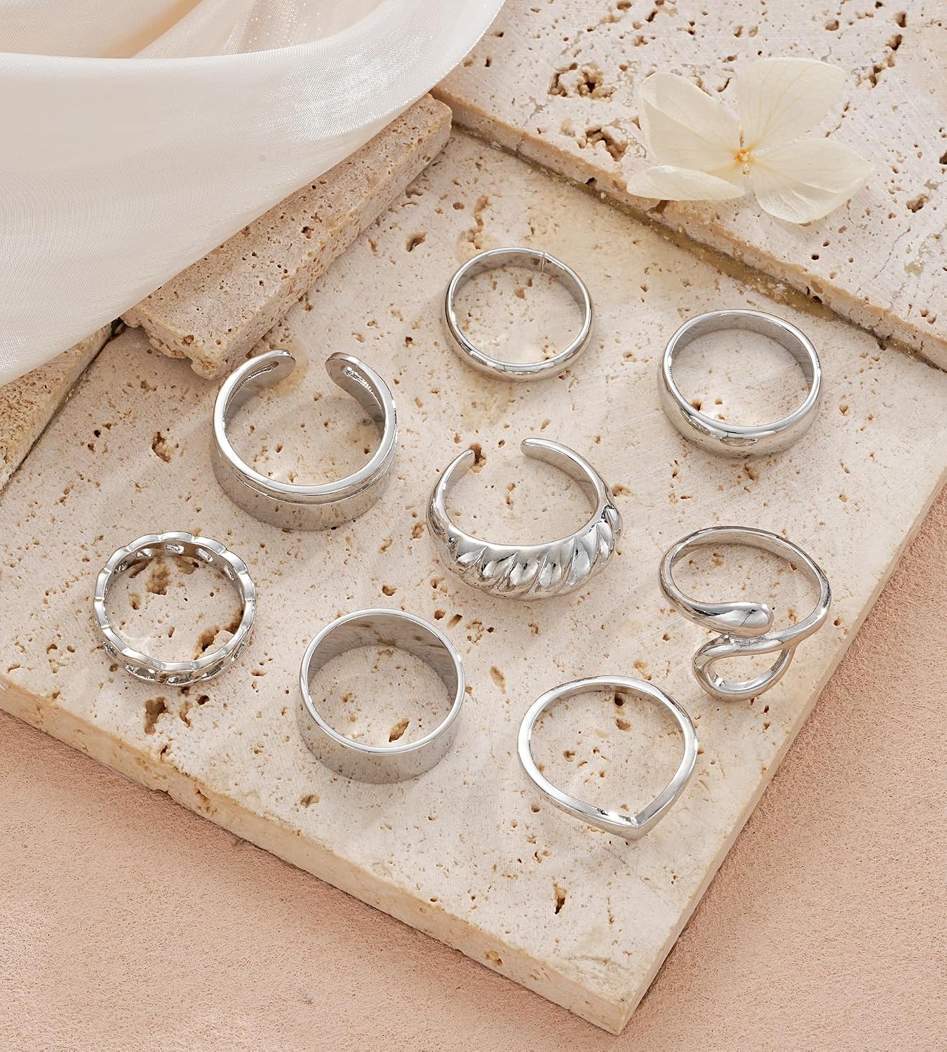 YEEZII Juego de 25 anillos dorados para nudillos para mujer, lindos...