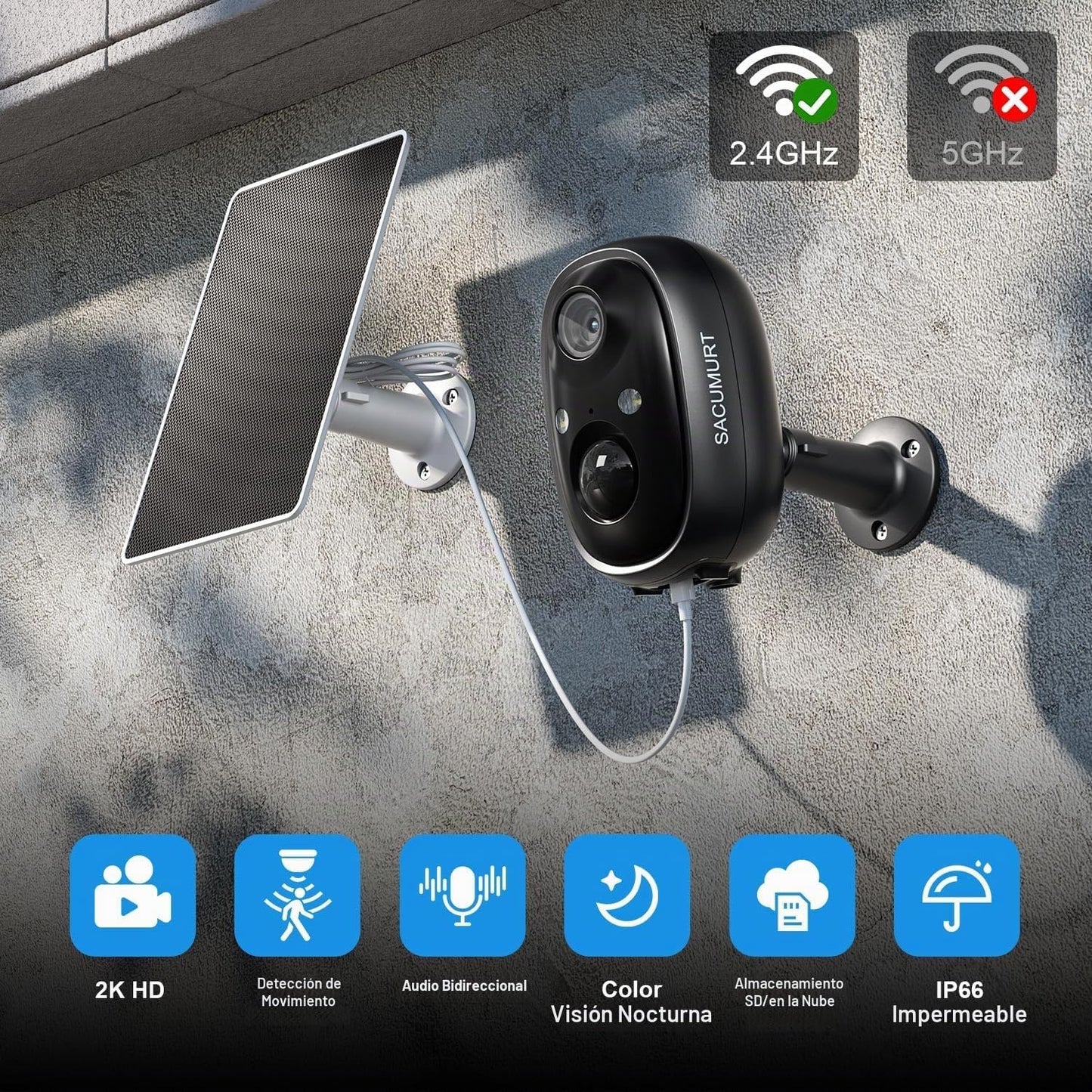 Cámaras de seguridad WiFi inalámbricas al aire libre, cámara solar...