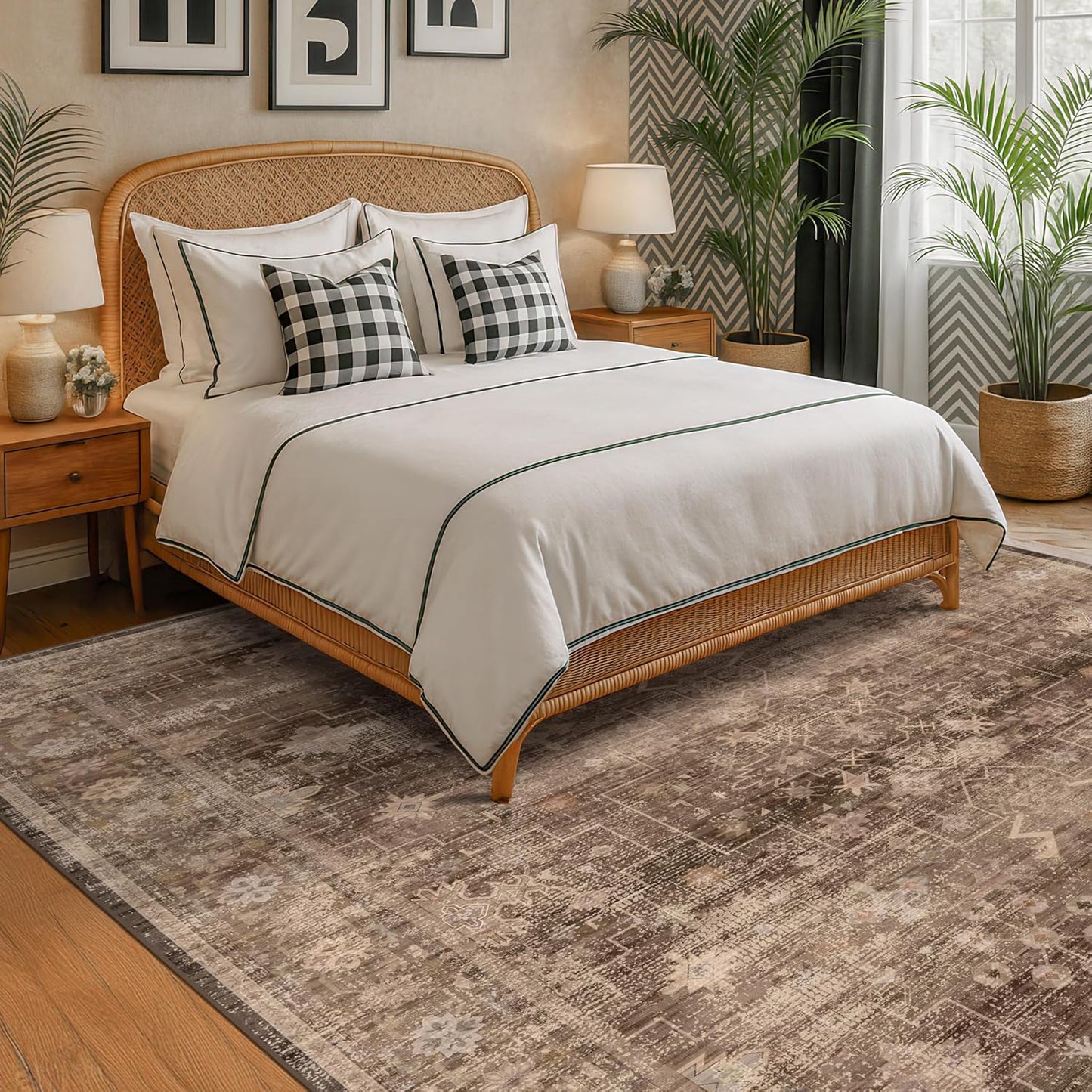 Hazo Haus - Alfombra Boho Marrón Taupe para Sala de estar de 2,44 x...