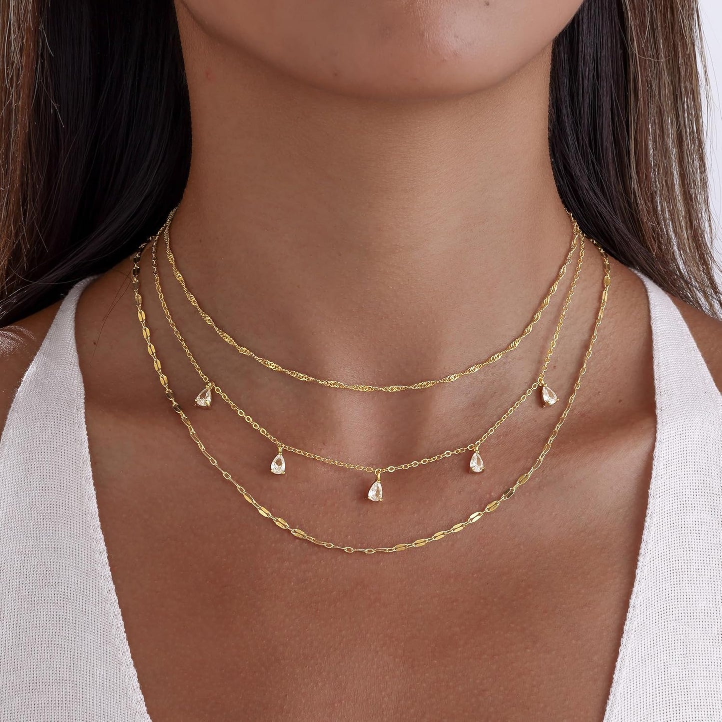 Fwlisesa Collares en capas para mujer, conjunto de collares de oro...