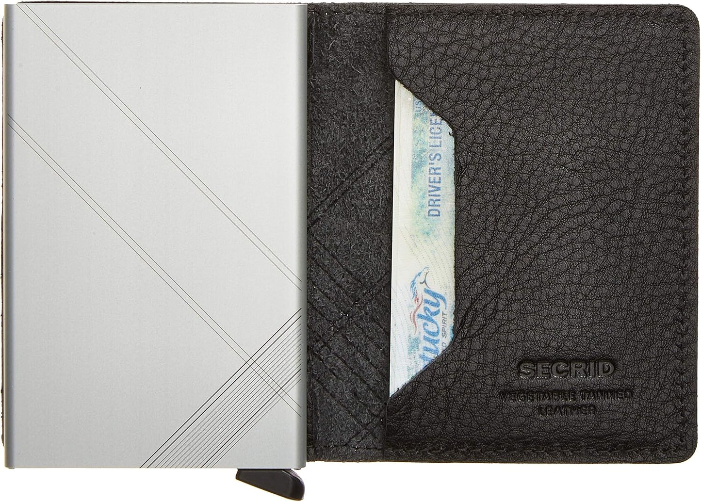 SECRID - Cartera delgada con puntada bordada vegetal curtida