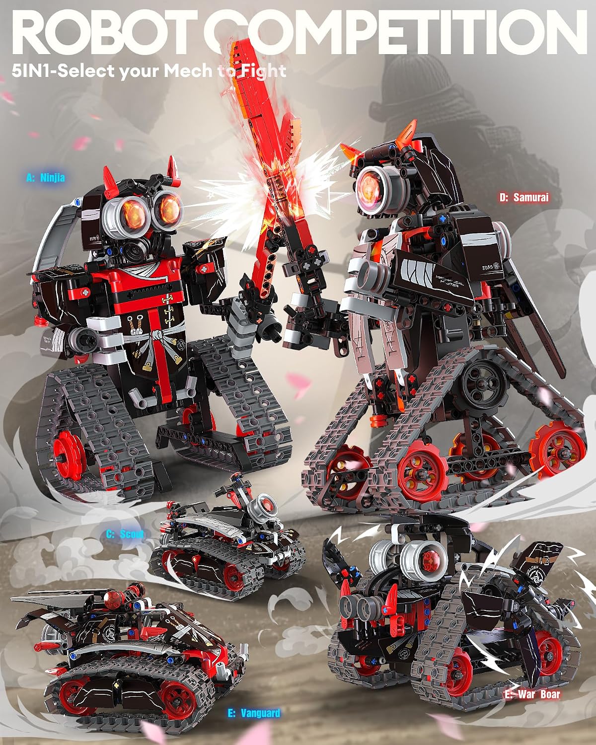 Opmind Kit de Construcción de Robot RC STEM 5 en 1, Control por APP...