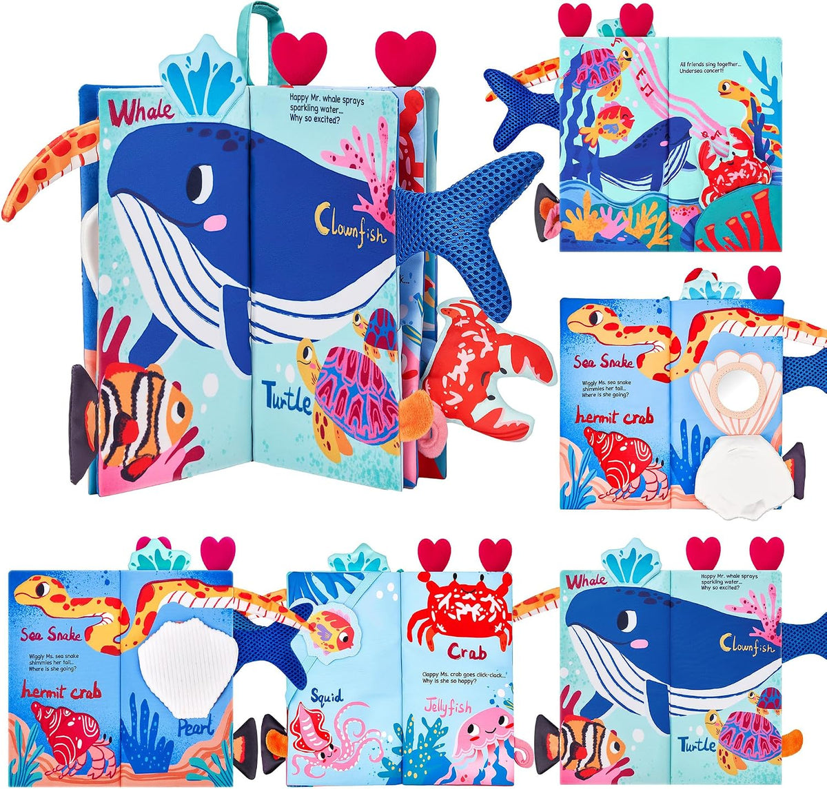 JoyCat Ocean Libros de Bebé Juegos 0-6 Meses, Libros de Tela para B...