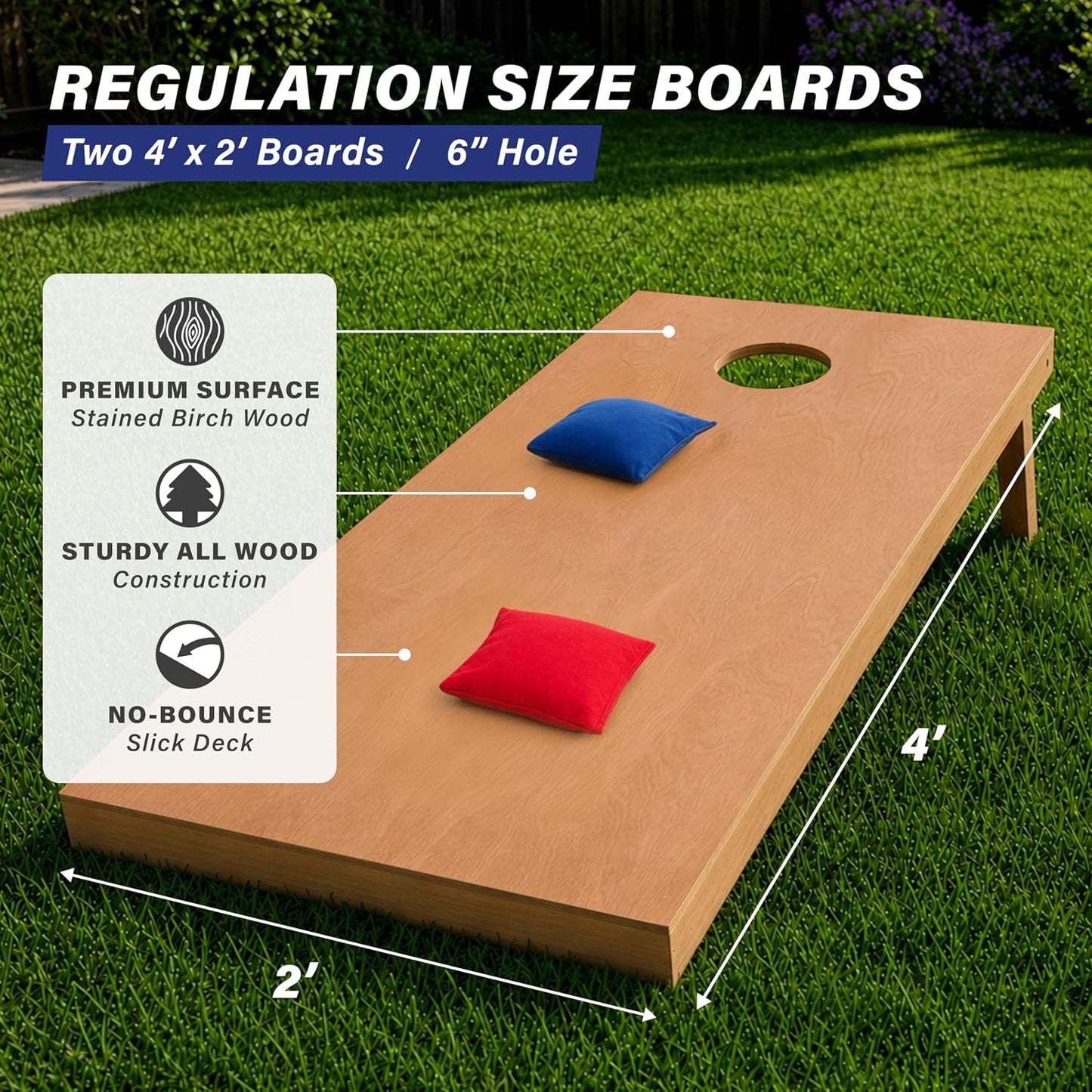 GoSports Juego de tablas de cornhole de madera de tamaño reglamenta...