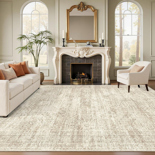 Soalmost - Alfombra lavable de 8 x 10 pies, grande, suave, color be...