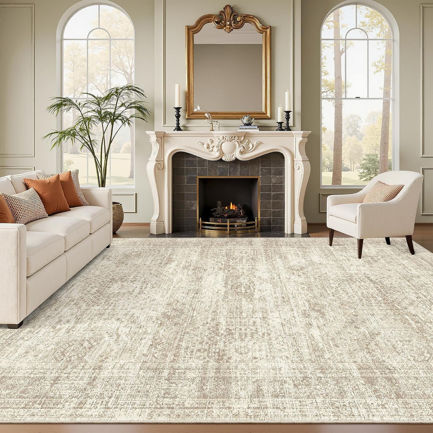 Soalmost - Alfombra lavable de 8 x 10 pies, grande, suave, color be...