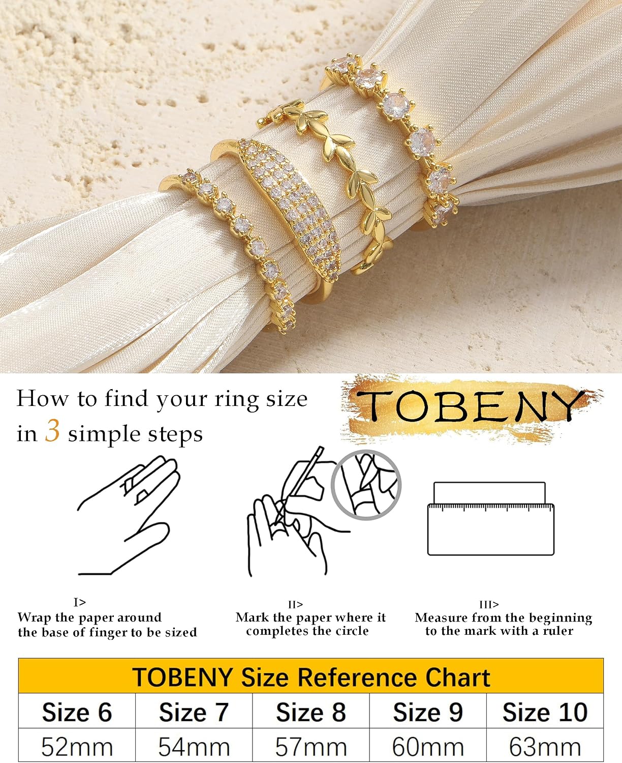 TOBENY Anillos de oro apilables para mujer sin deslustre, delicados...