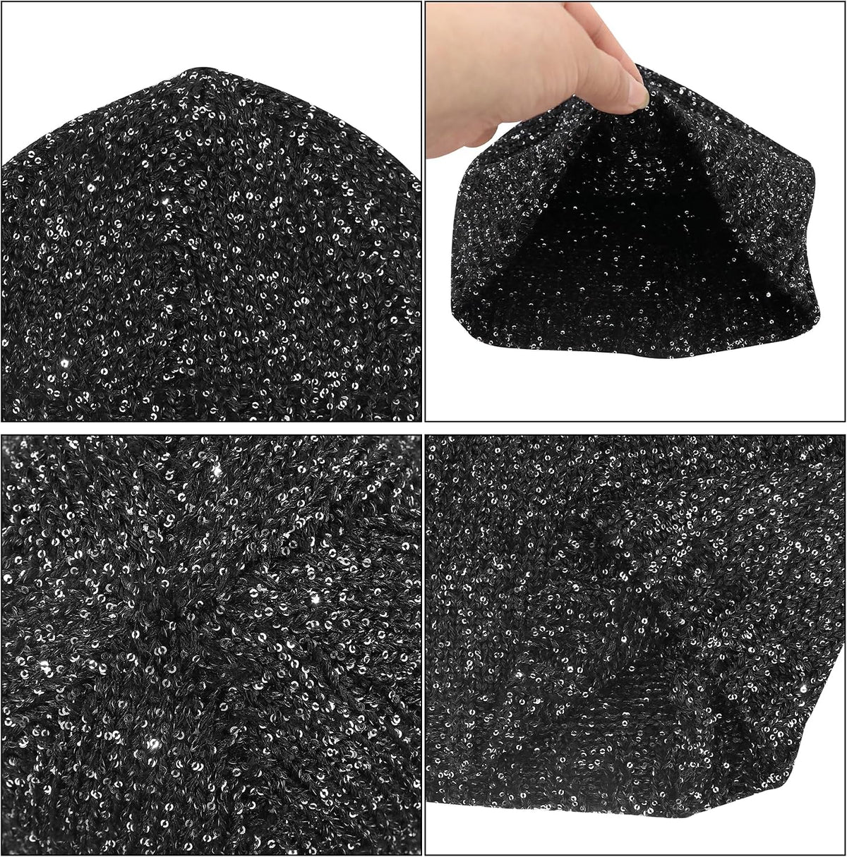 Suillty Gorro de punto con lentejuelas para mujeres y hombres, con...