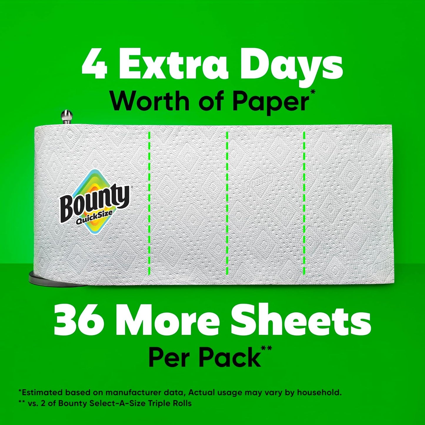 Bounty Toallas de papel de tamaño rápido, color blanco, 2 rollos tr...