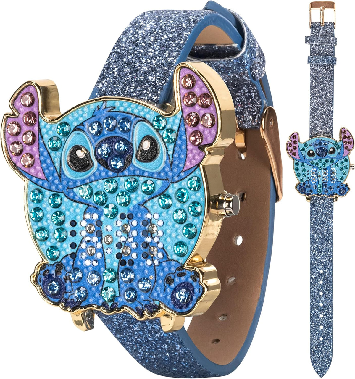 Disney Stitch - Reloj LED para niñas con esfera de cristal y correa...