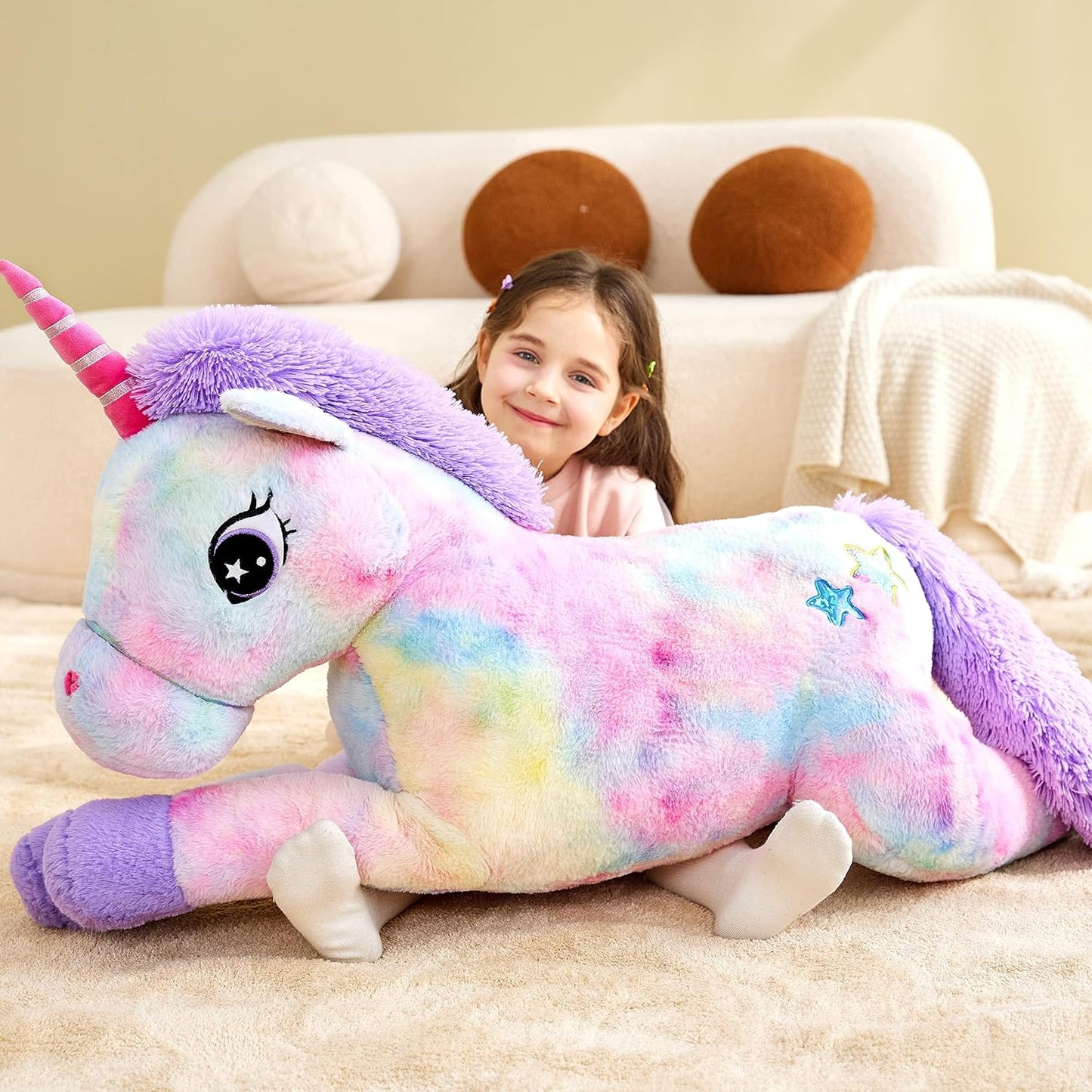 IKASA Juguete de peluche de unicornio gigante, juguetes suaves gran...