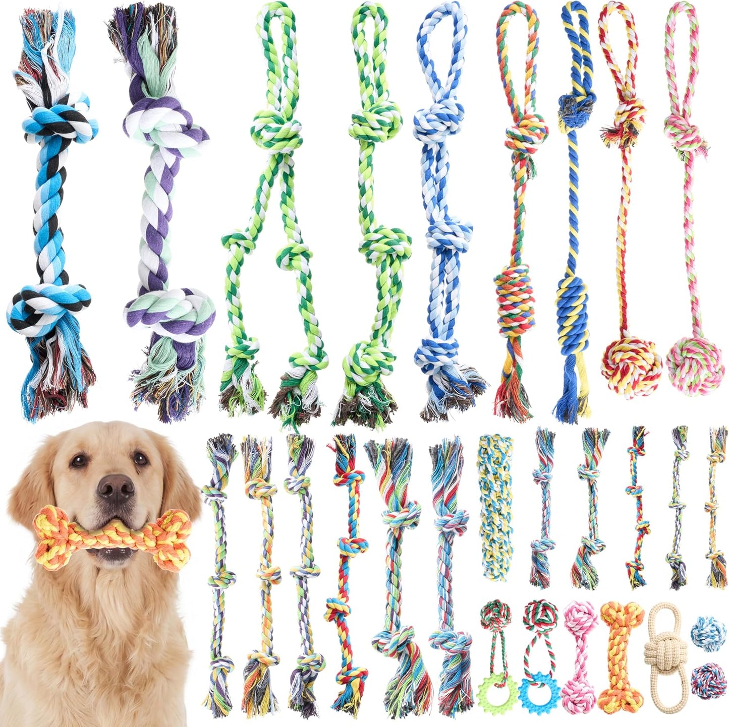 Leitee 50 piezas de juguetes de cuerda para perros a granel, intera...