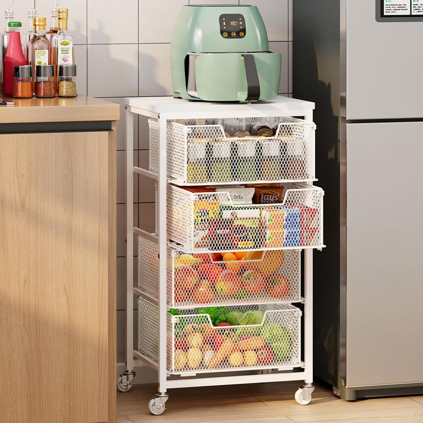 Carrito de almacenamiento de cocina de 4 niveles, carrito de almace...