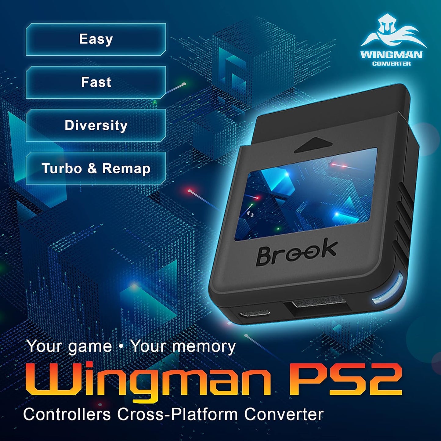 Brook Wingman PS2 Converter - Versión inalámbrica de PS4\/3 a PS2\/...