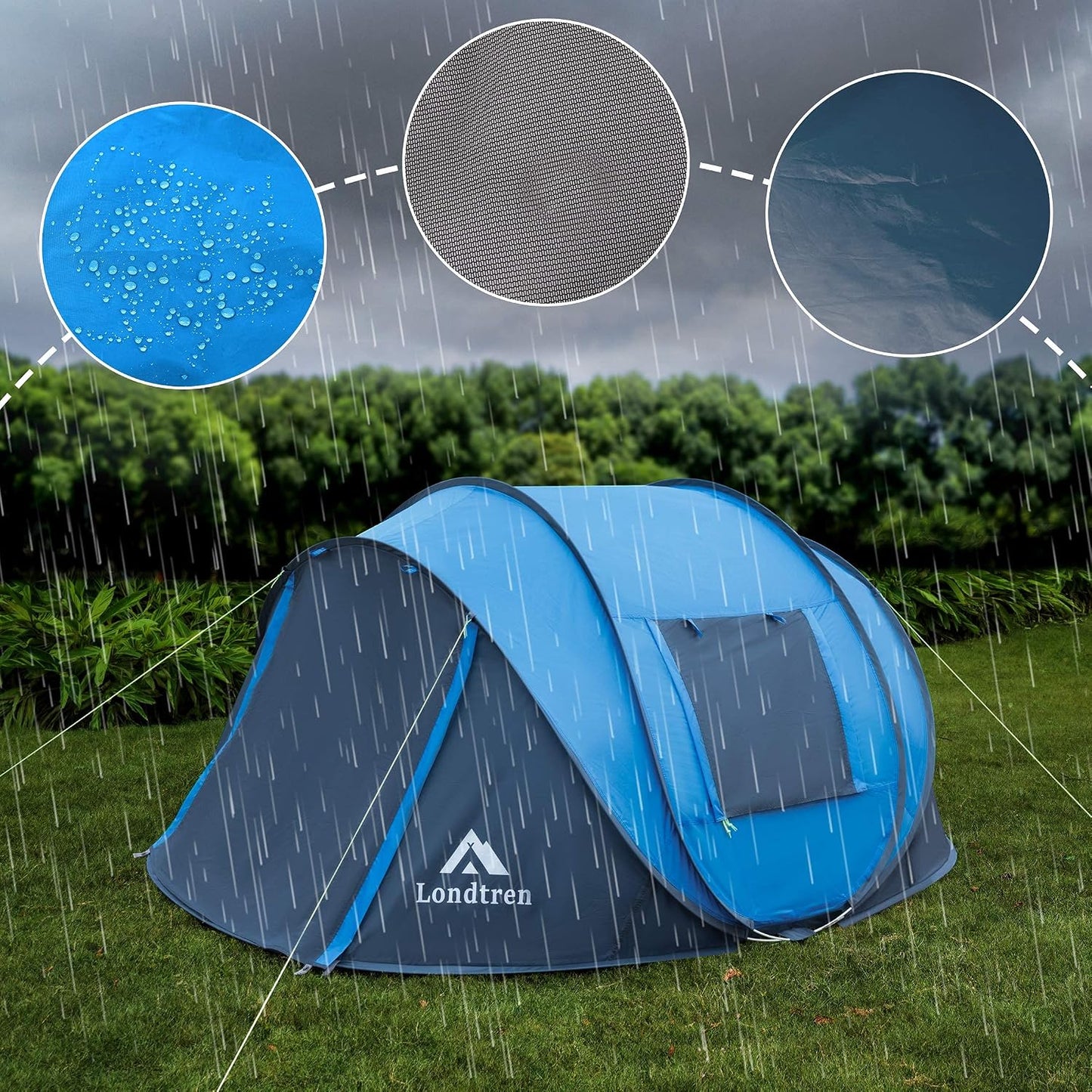 Tienda de campaña desplegable fácil para 4 personas, impermeable, c...