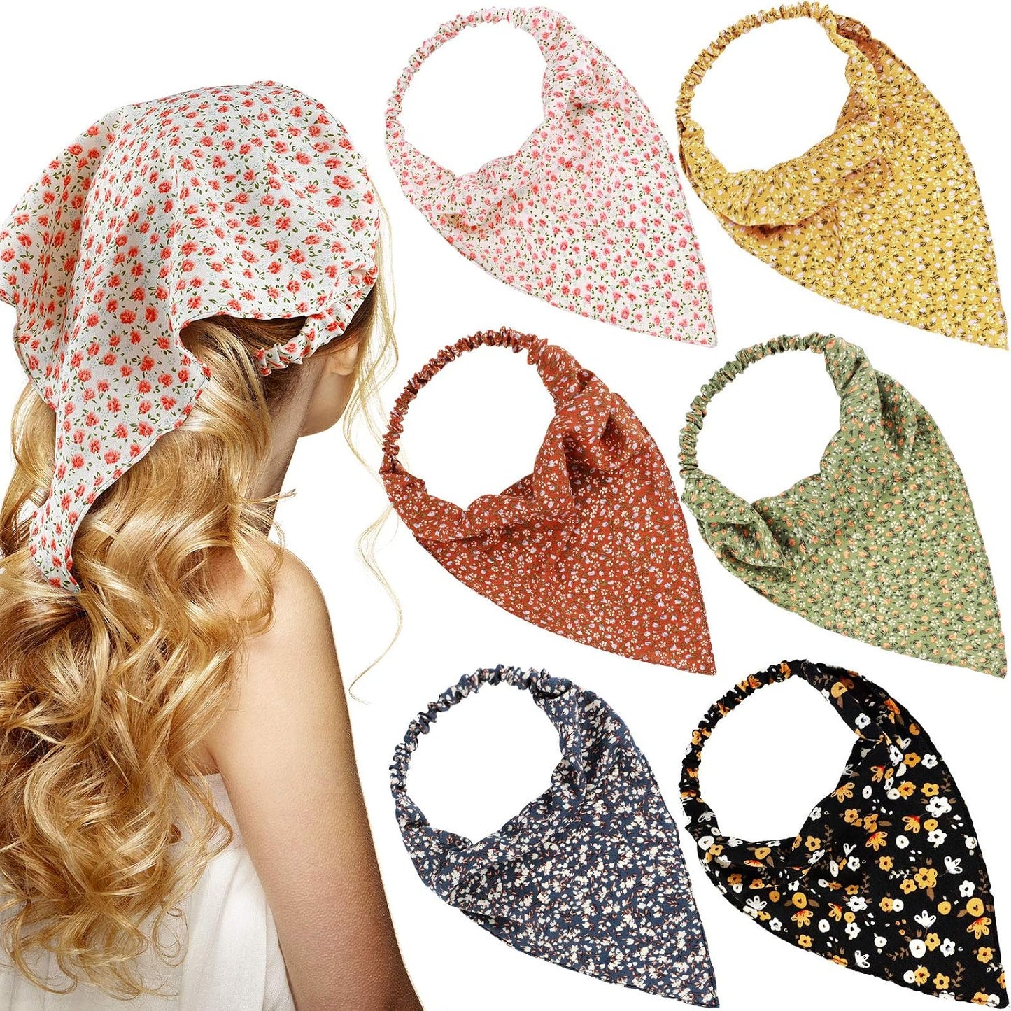 Syhood 6 bandanas florales para el cabello para mujeres y niñas, bu...