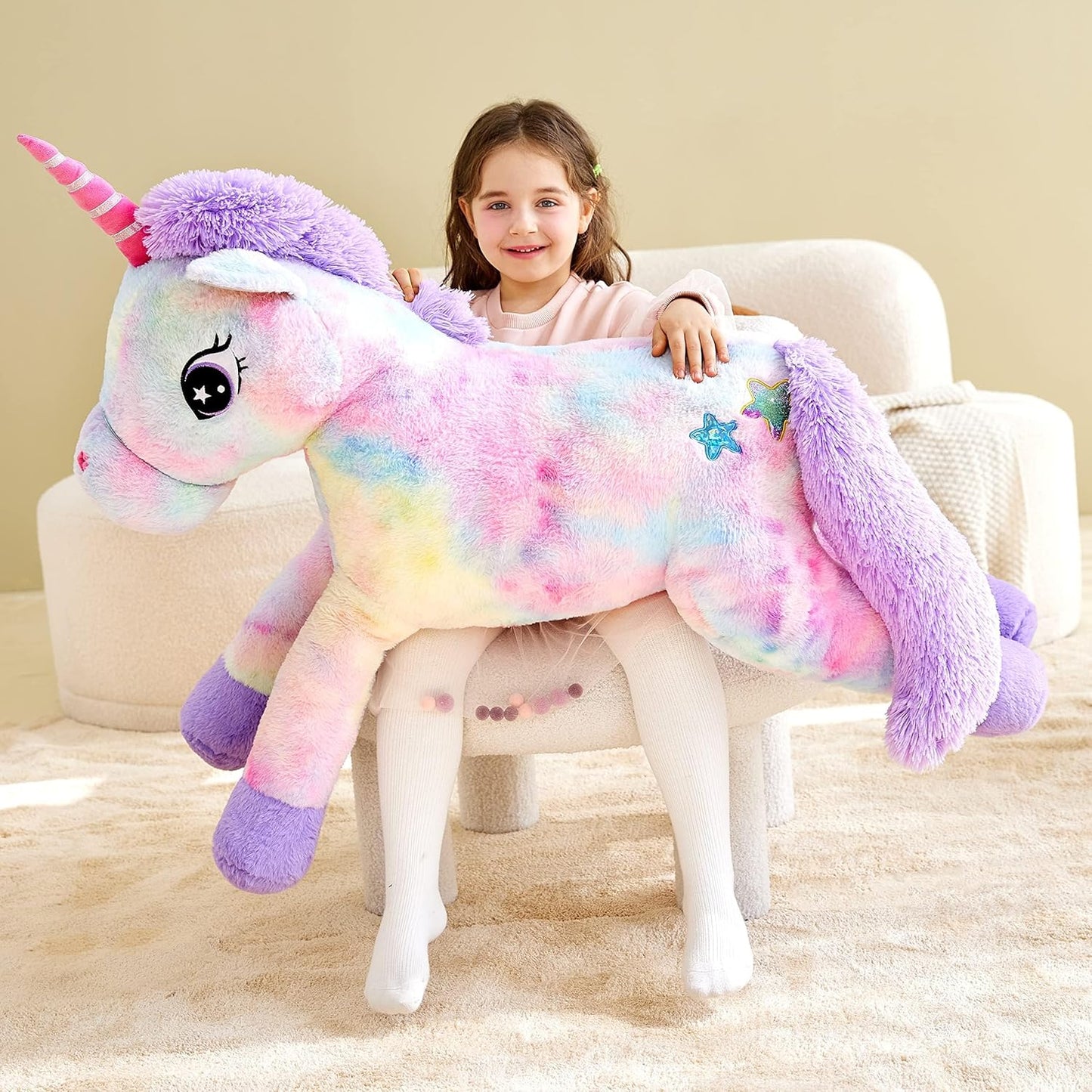 IKASA Juguete de peluche de unicornio gigante, juguetes suaves gran...