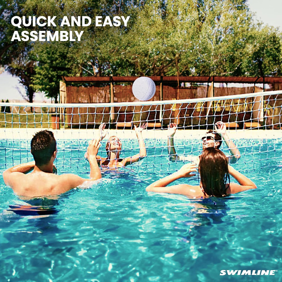 Swimline Juego original de red de voleibol de piscina con pelota aj...