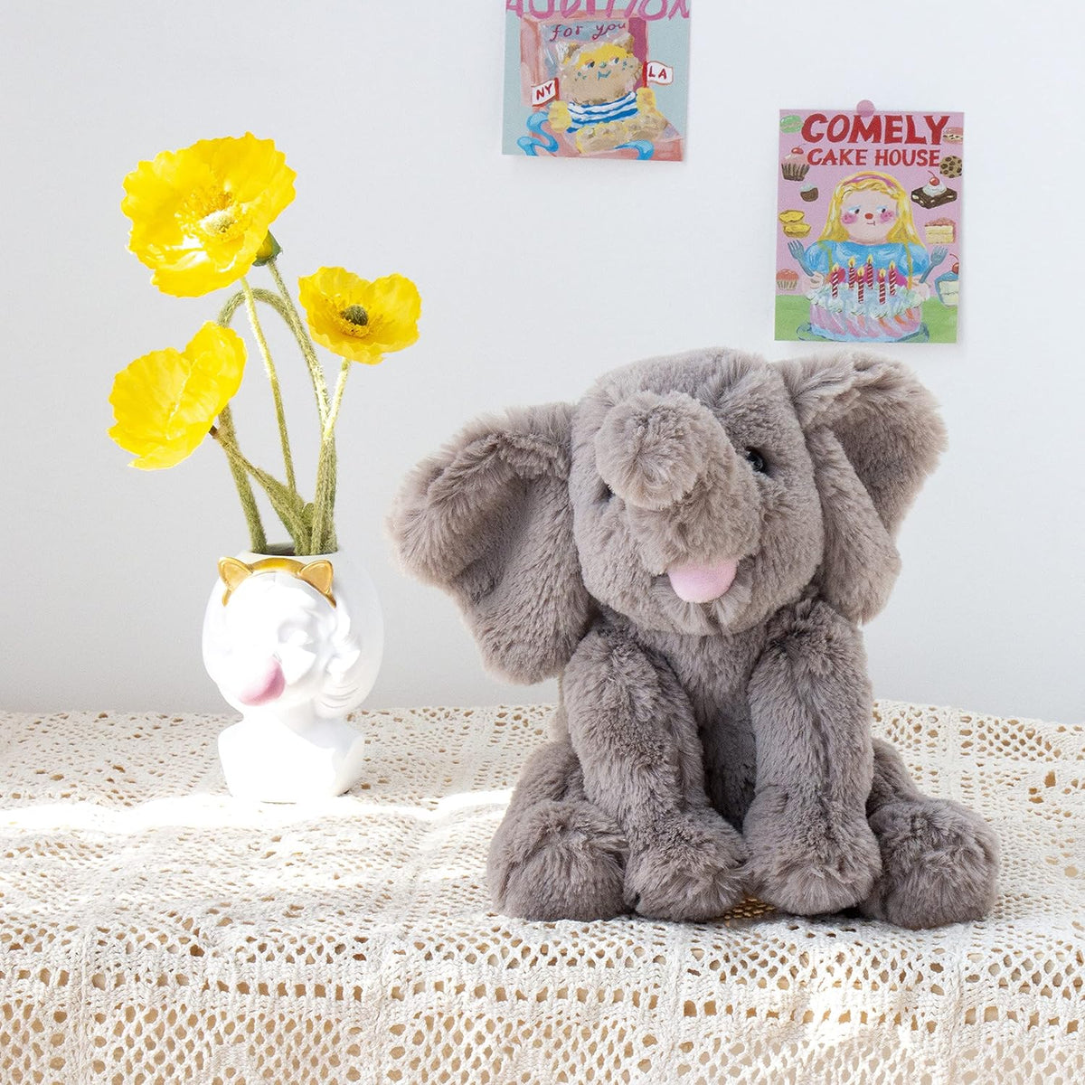 Hopearl Adorable becerro de peluche suave Elefante juguete flexible...