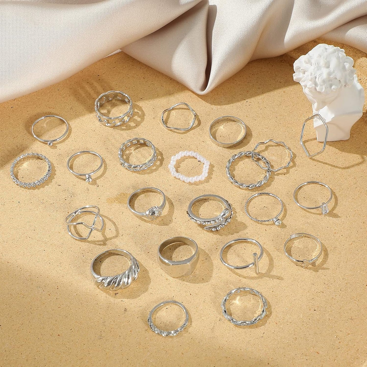 YEEZII Juego de 68 anillos para nudillos, dorados, para mujeres, ap...