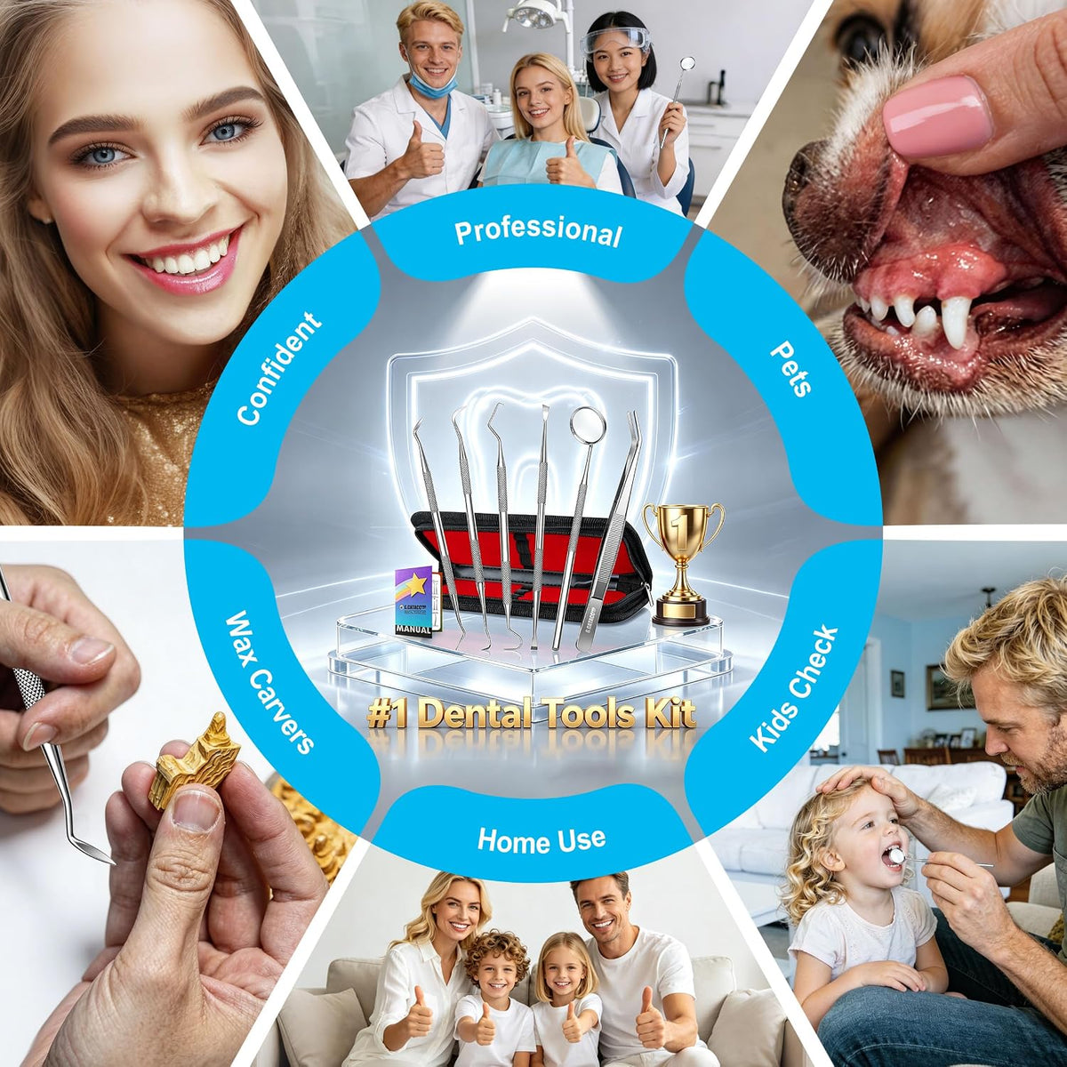 Herramientas dentales, removedor de placa dental, kit de limpieza p...